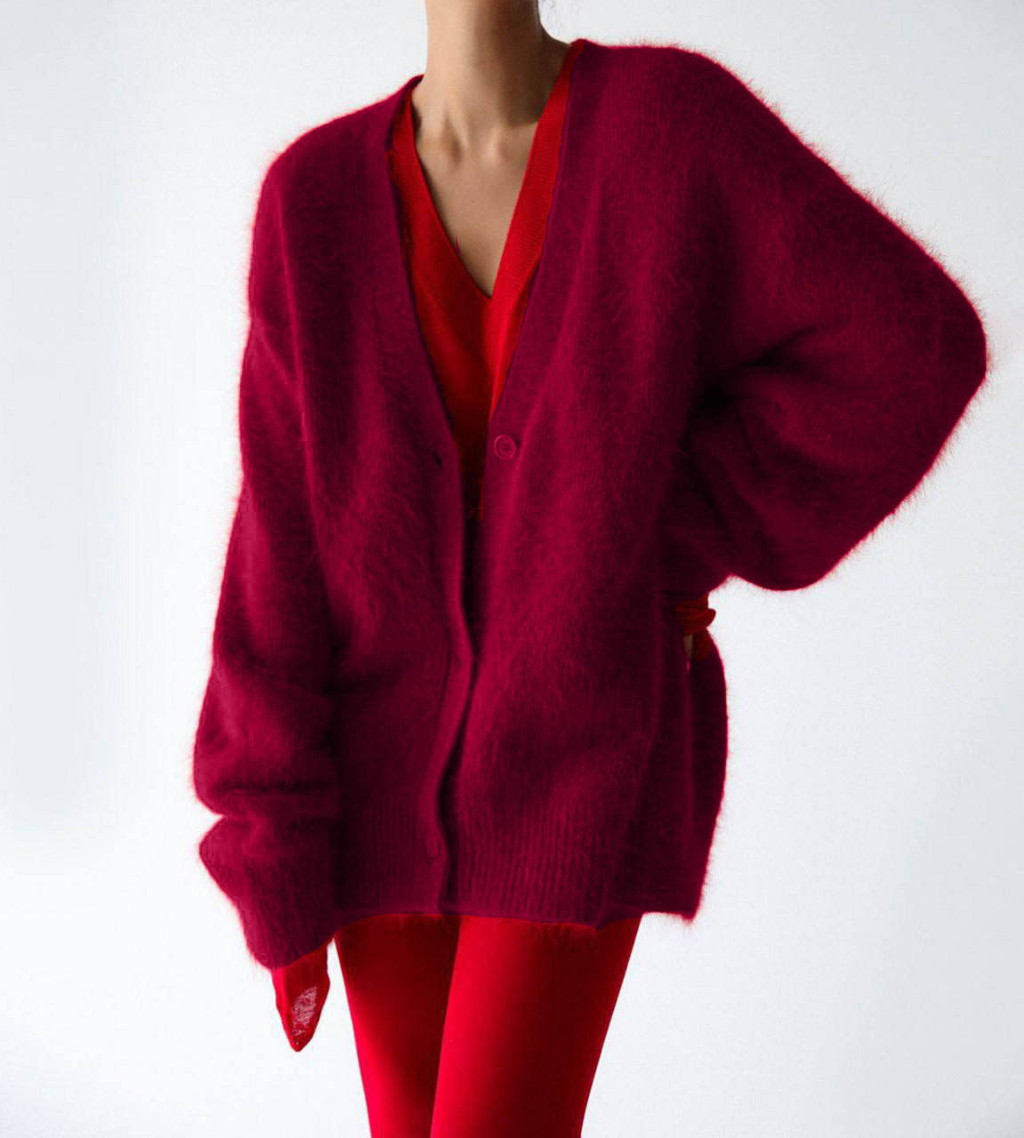 Womens Oversized Knit Cardigan Soft Faux Mink Fabric Long Sleeves Casual Style Perfect for Spring and Autumn