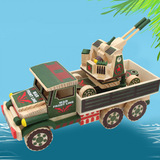 Цветная модель военной машины, игрушки, детская военная модель, деревянные автомобильные игрушки, имитация зенитной пушки, колесница оптом