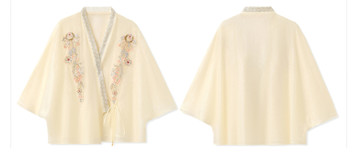 Áo khoác cardigan nữ dáng rộng thêu đính cườm chất liệu tencel phong cách nhẹ nhàng — mơ