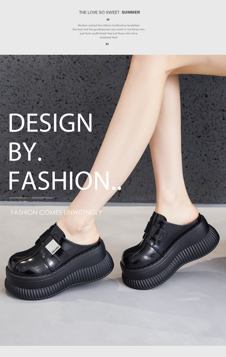Dép sandal nữ quai chữ V đơn giản đế bệt — Đen, Len nguyên chất chi tiết 9