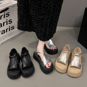 Soft Leather Sandals for Women 2025 Summer New Style Flats Velcro Open Toe Soft Sole Sandals Versatile Fashionable Roman Sandals