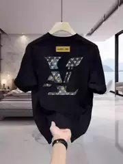 [High-Quality Men's Clothing] Pure Cotton Short-Sleeved T-Shirt, Versatile, Loose, Minimalist Print, Creative Design, Trendy Brand Top