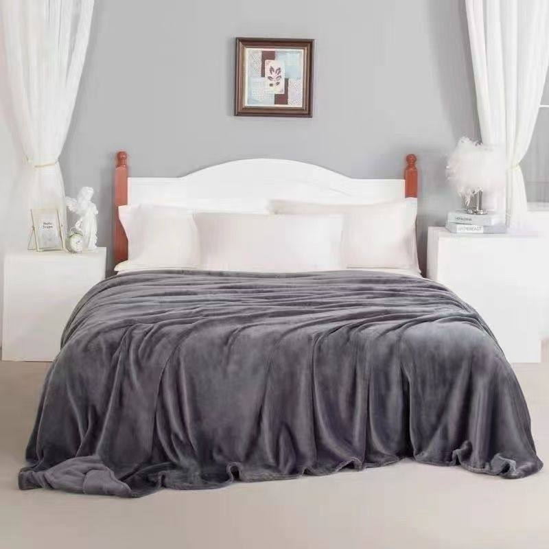 Home-Use Ins-Style Four-Season Double-Sided Flannel Couple's Casual Blanket, Class a Bed Sheet, Multi-Functional Air-Conditioning Quilt, Solid Color Factory