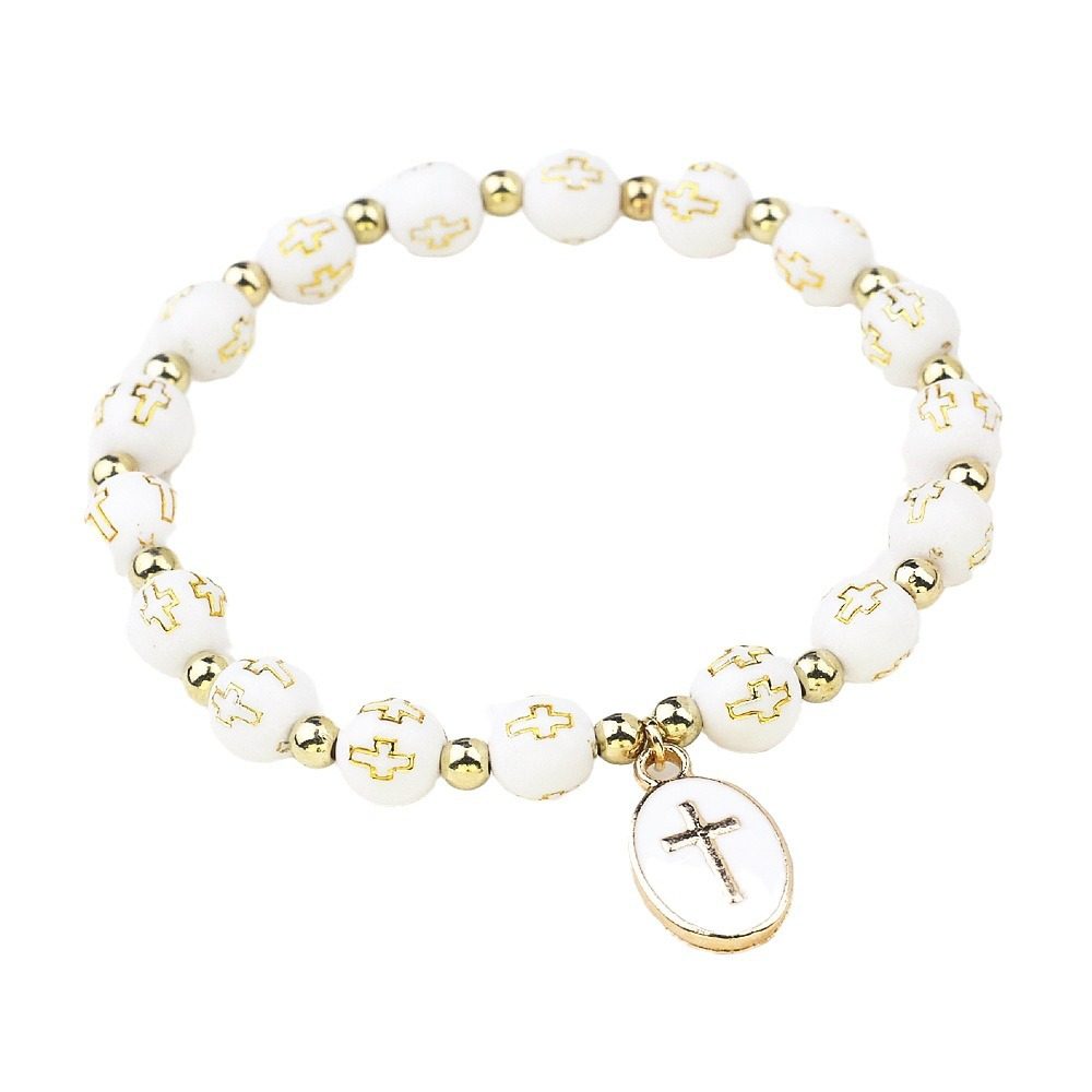 Cross-border AliExpress hot sale original oval cross pendant bracelet women's baptism bracelet prayer bracelet gift