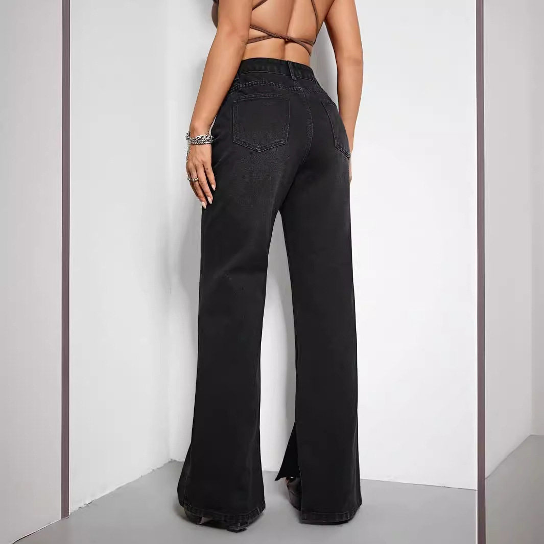 Loose Fit High Waisted Straight Leg Jeans Flattering Design Comfortable Fabric Versatile Style Wholesale Available