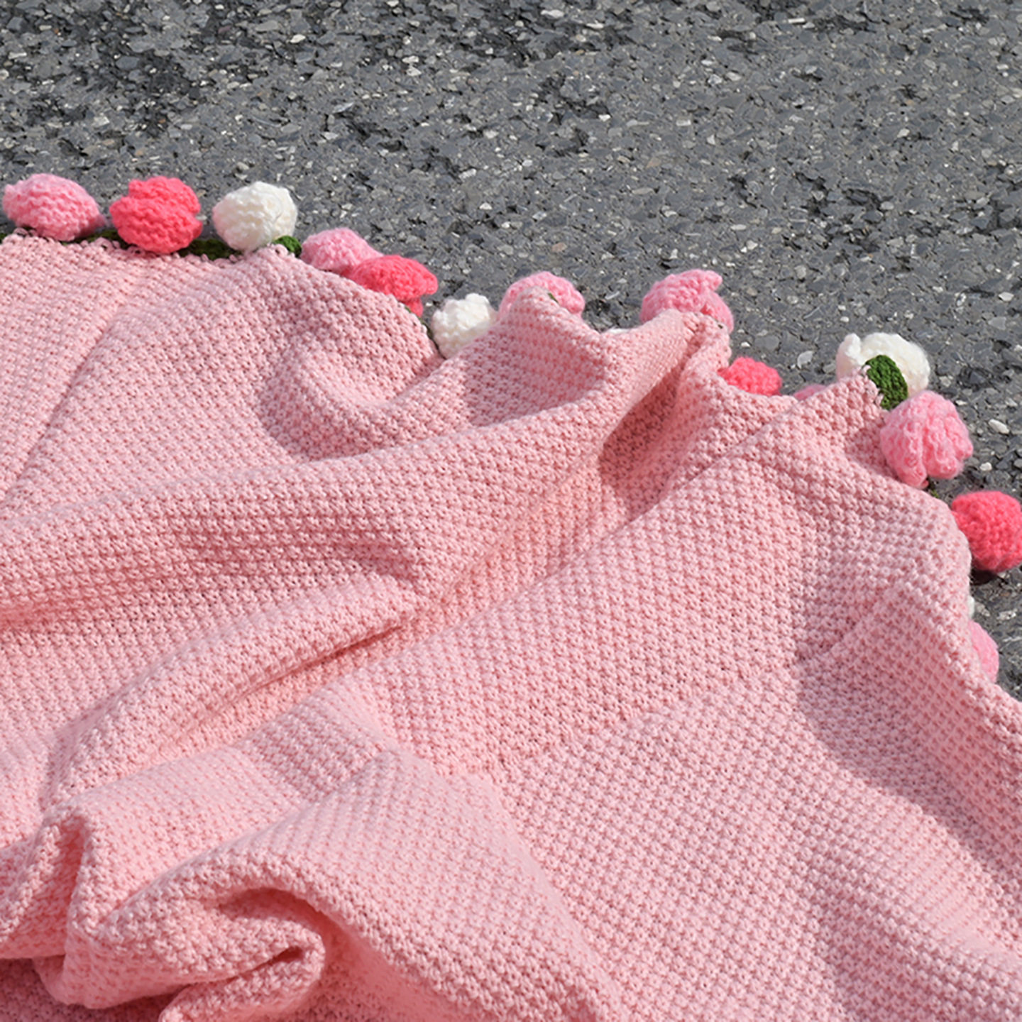 Finished Rose Bouquet Knitted Blanket Hand-Knitted Gift for Girls Sofa Nap Blanket Photo Props