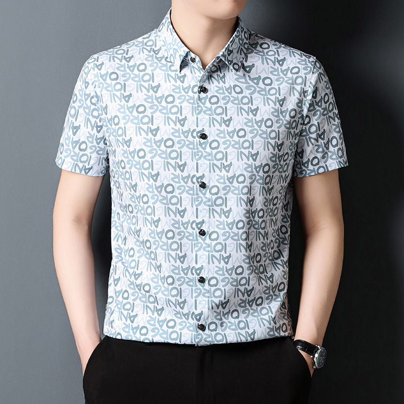 Áo Sơ Mi Nam Chất Liệu Lụa Tơ Tằm Ngắn Tay Họa Tiết Hoa Hàng Mùa Hè Phong Cách Trẻ Trung