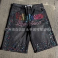 Ice cream jorts hot diamond embroidery/washed black