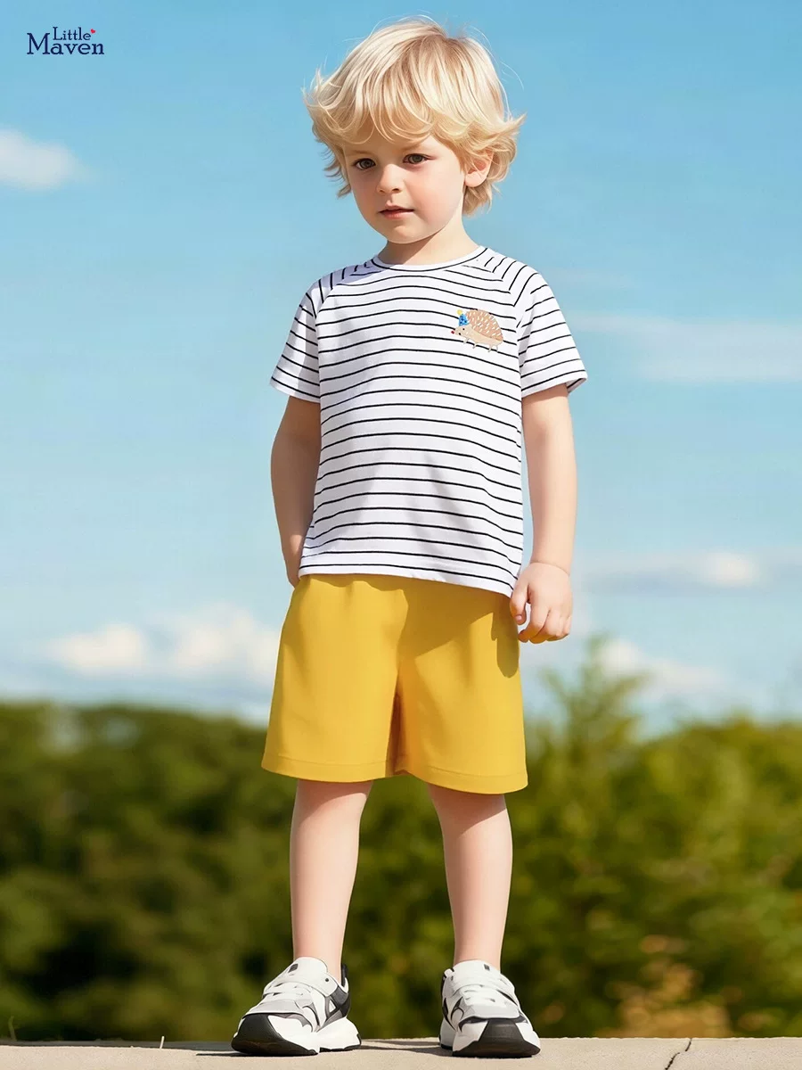 Source Factory Kids' Clothing Wholesale, Cartoon Striped Boys' Set, Summer Kids' Set