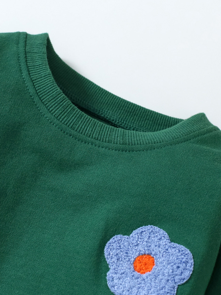 Fall & Winter Girls' Fleece-lined Long-sleeve Hoodie Set, Casual Girls' Outfit