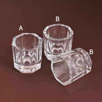 Manufacturer Wholesale Manicure Tools Octagonal Cup Crystal Cup Glass Pen Washing Cup Small Octagonal Crystal Liquid Container Cup
