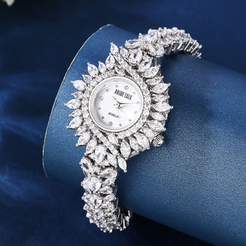 Wedding Language Hot-Selling Fashion Quartz Marquise Diamond Bracelet Watch for Women, High-End Niche Ladies' Watch with Large Dial