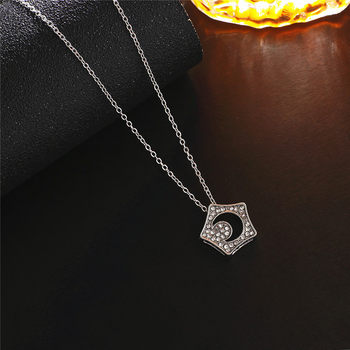Foreign Trade Supply Full Diamond Six-Pointed Star Clavicle Chain Geometric Star Women's Exquisite Individually Packaged Necklace Japanese and Korean Style