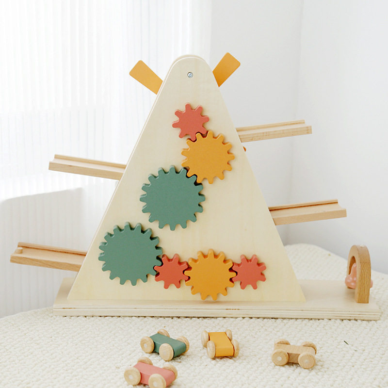 北欧风宝宝木质儿童风车滑翔轨道溜溜车视觉追踪手眼协调车子玩具