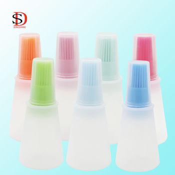 Silicone Oil Brush Outdoor Barbecue Oil Bottle Brush with Lid Scale Oil Pot Sauce Brush Household Baking Tools