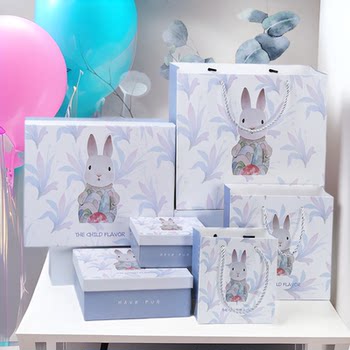 Cartoon Gift Box Ins Style Birthday Gift Box Scarf Packaging Box Empty Box Bunny Souvenir Gift Box in Stock