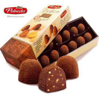 Russian chocolate imported cocoa butter cappuccino brandy flavor truffle Valentine's Day Dark Chocolate Ball