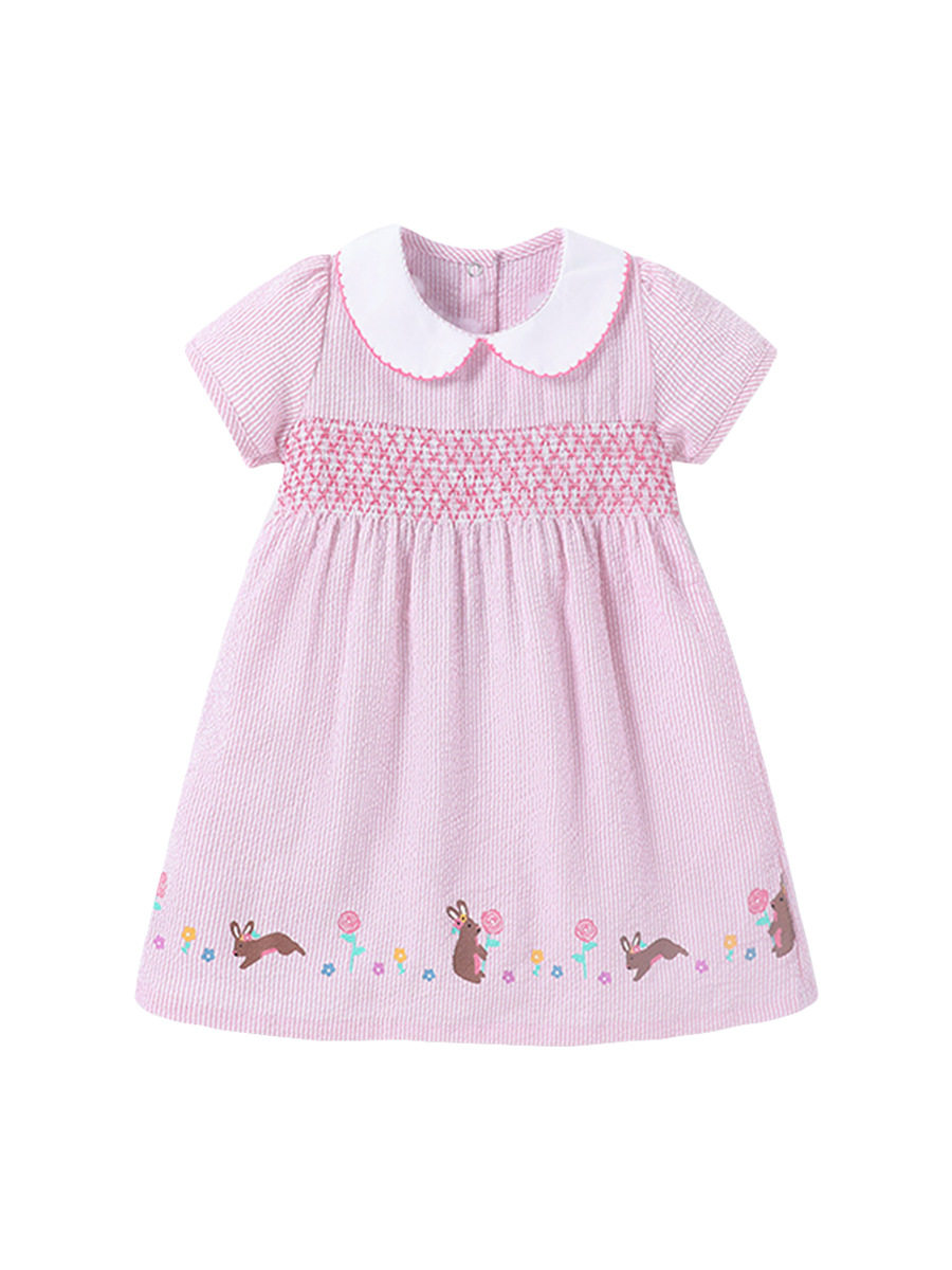 Girls' Dress, New Summer Kids' Dress, Woven Short-sleeve Girls' Dress