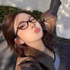 Internet Celebrity Same Style Hawksbill Color Glasses Myopia Women Can be Equiped with Domentum Oval Small Frame Big Face Slim Korean Style Flat Glasses Frame