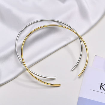 New arrival Korean fashion simple collar 14CM stainless steel collar gold women's jewelry NC-224
