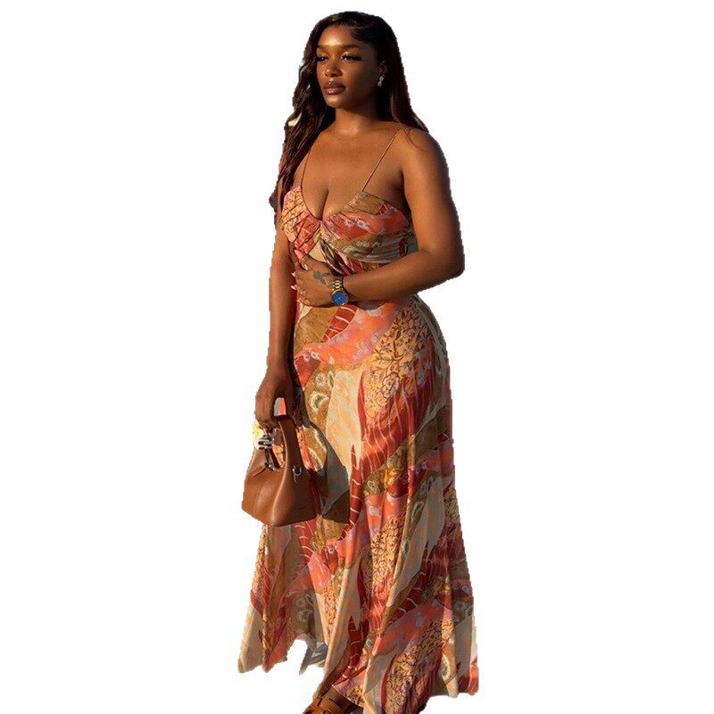 Fashionable Womens Bodycon Dress Floral Print Sleeveless Slim Fit Casual Style Perfect for Vacation and Summer