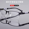 Trendy Square Frame Anti-Blue Light Flat Mirror Half-Frame Men's Business Glasses Frame Can Be Equipped with Myopia Flat Mirror Wholesale