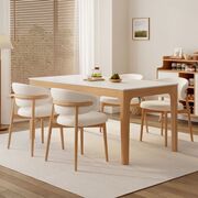 In-Stock, Quick Delivery, Natural Wood Style Slate Dining Table, New Model for Small Living Rooms, Table and Chairs for Home Use
