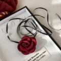 24624C wine red satin flowers