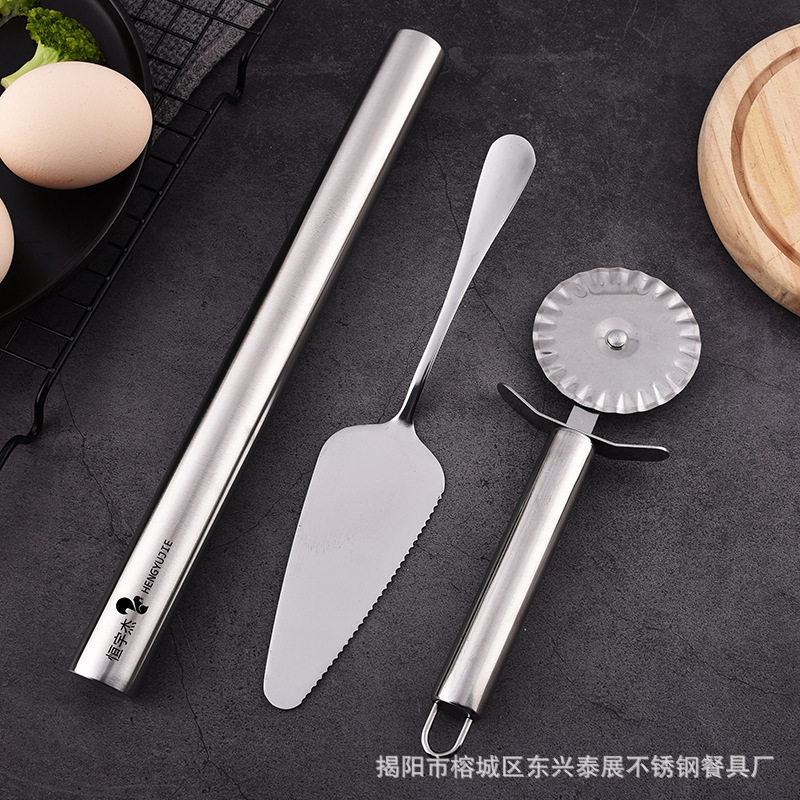 Factory Direct Supply Stainless Steel Kitchen Tools Rolling Pin Pizza Knife Dumpling Picking Spoon Can Be Lasered with logo