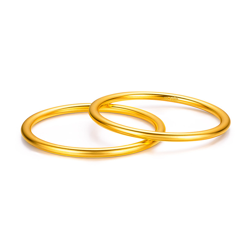 周家同款高级感无缝细沙4mm古法传承手镯 镀k金保色实心素圈手环