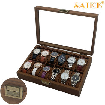 [Retro Version] Spot Wholesale Black Walnut Wooden 12-Bit Watch Storage Collection Display Box Packaging Gift Box