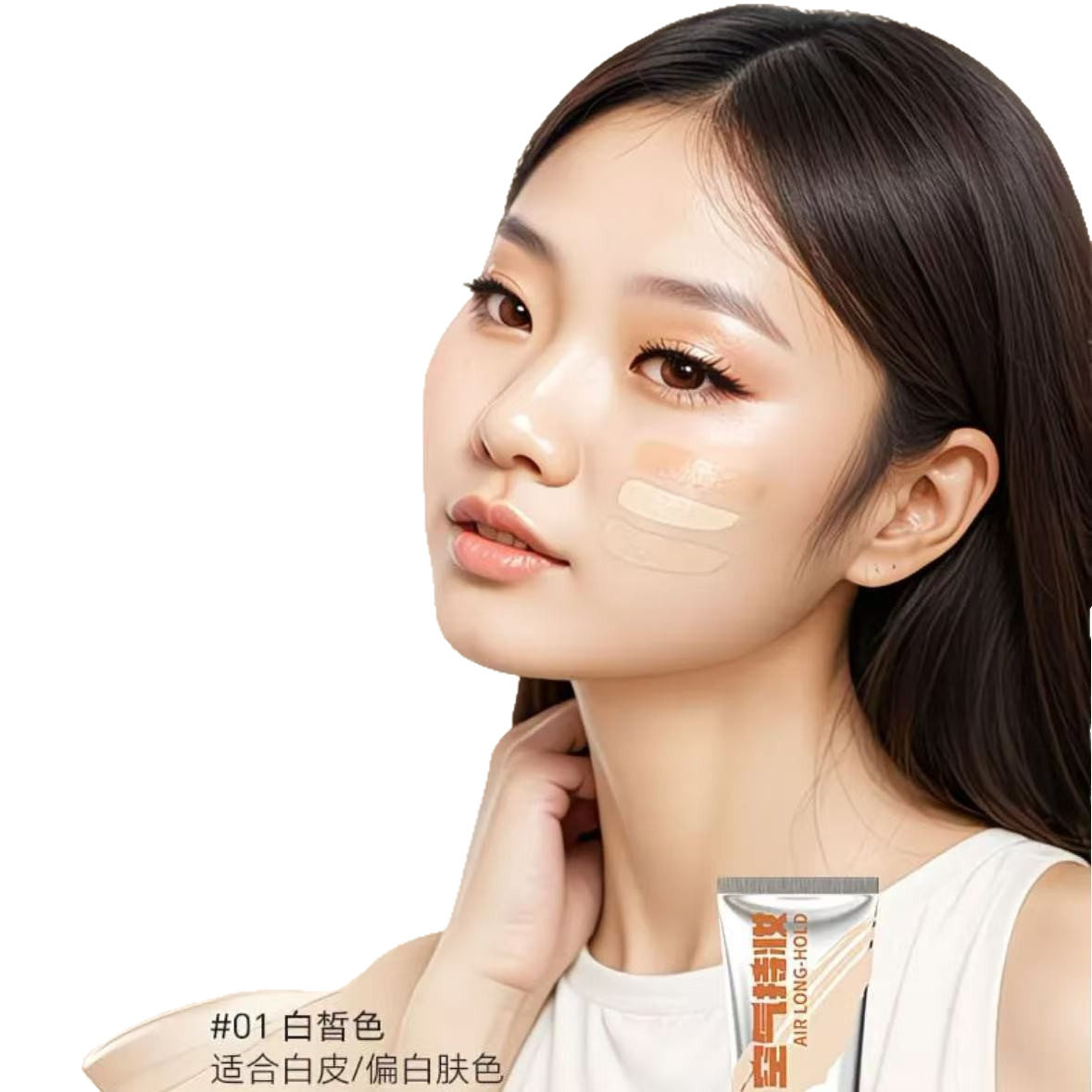 Dpdo Air-Lasting Liquid Foundation for Mixed Dry Skin, Natural Coverage, Light and Transparent Finish, No Fake Whitening, 30g