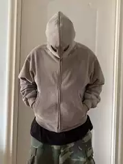 YeezySeason9sample Double-layer Heavy-weight Zipper Mask Hoodie Washed Old Couple Jacket Men's Hoodie
