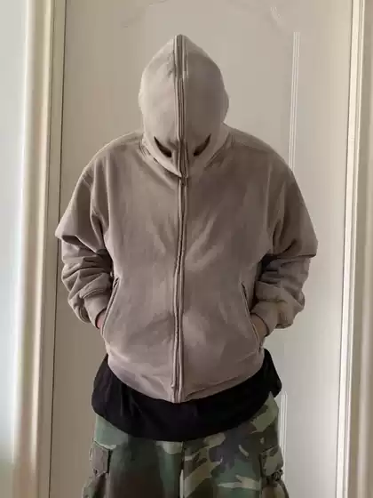 YeezySeason9sample Double-layer Heavy-weight Zipper Mask Hoodie Washed Old Couple Jacket Men's Hoodie