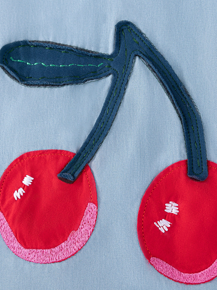 Girls' Sleeveless Dress, Summer Kids' Denim Dress, [Style] Cute Cherry Kids' Dress