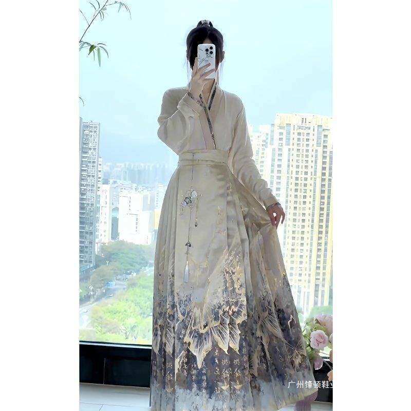 New Chinese Style National Style Mamian Skirt Spring and Autumn 2025 New Ming-Style Improved Han Dynasty Daily Commuting Versatile Ancient Style Complete Set