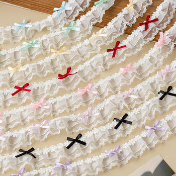 3.8cm Color Double-layer Wrinkle Embroidery Bow Lace Handmade DIY Clothing Toy Headwear Accessories Accessories