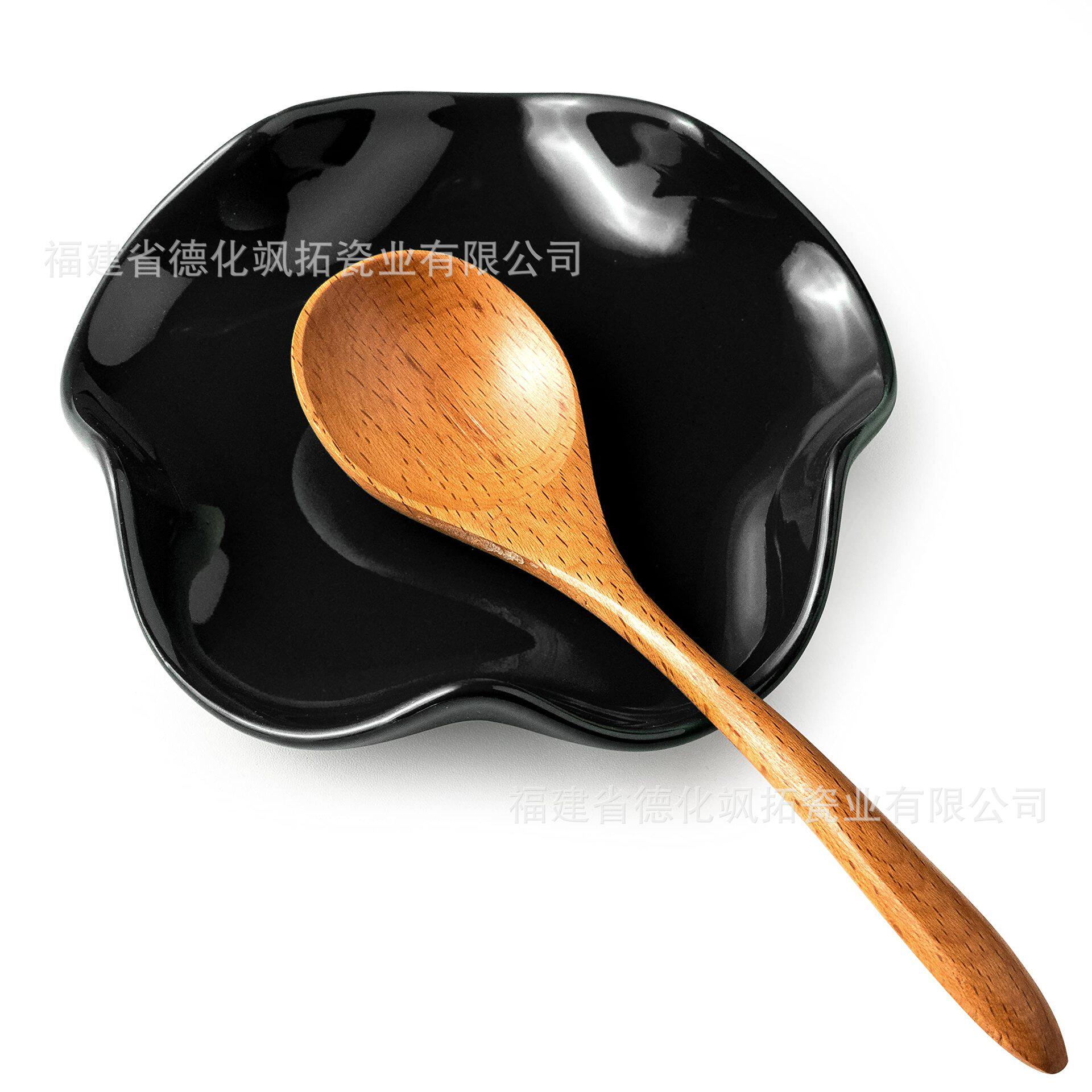 Ceramic Spoon Holder Spoon Holder Household Kitchen Ceramic Flower-shaped Soup Spoon Holder Small Dish Plate Western Food Tableware Holder Jewelry Plate