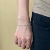 Light Luxury Blue Square Bracelet Necklace Finished Chain Handmade Jewelry Crystal Zircon Claw Chain One-Piece Wholesale Light Luxury Style