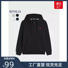 Spring and Autumn Paul Long-Sleeved Sweatshirt for Men, Casual Solid Color Embroidered Pony Logo Zipper Pullover Cardigan Sweatshirt New Style