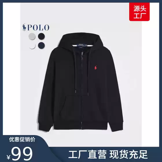 Spring and Autumn Paul Long-Sleeved Sweatshirt for Men, Casual Solid Color Embroidered Pony Logo Zipper Pullover Cardigan Sweatshirt New Style