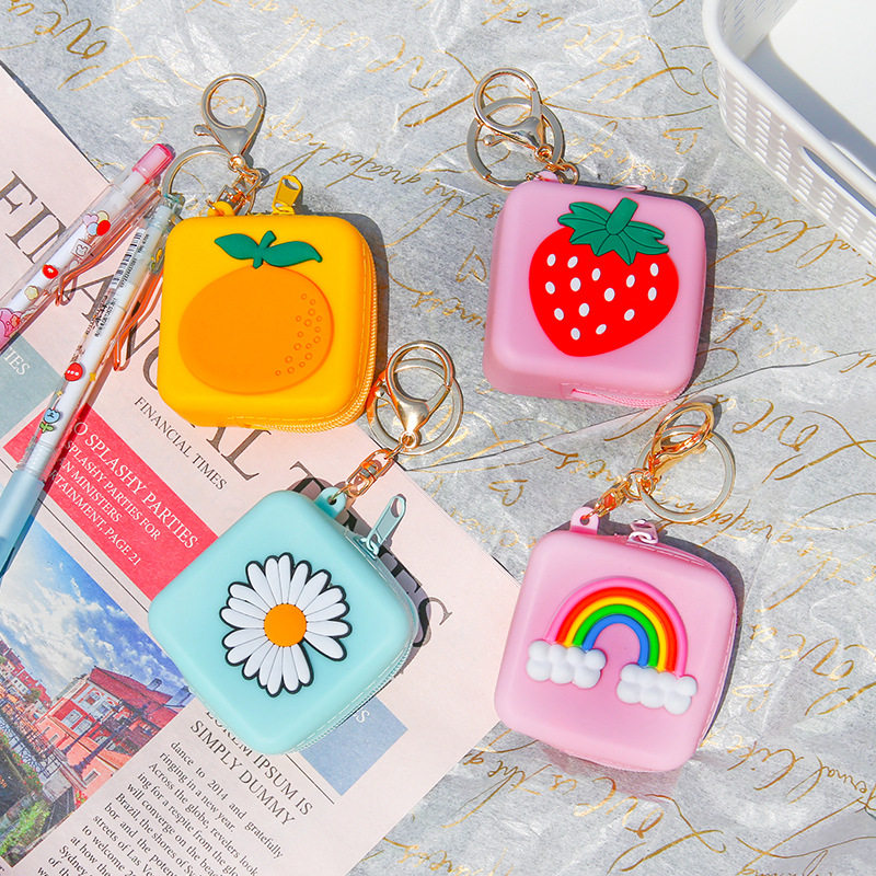 Hong Kong Sheng ins Girl's Heart Cute Coin Purse Cartoon Super Cute Silicone Coin Bag Key Bag Women's Zipper Wallet
