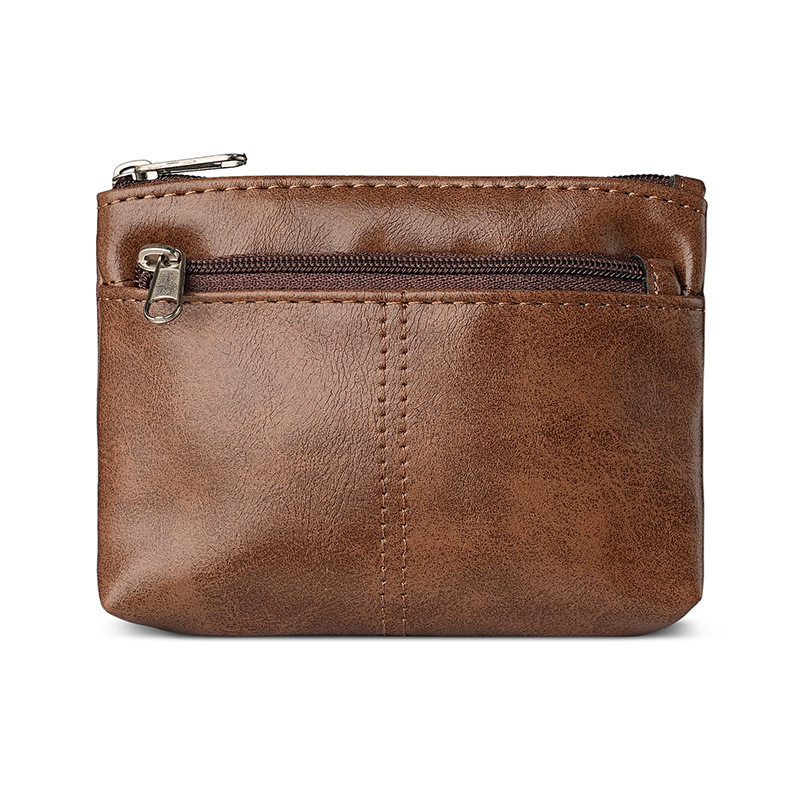 Handmade Small Coin Purse, Business Card Holder, Cowhide Texture, Simple Zipper Driver's License Bag, Bus Card Mini Key Bag