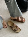 [Coffee] 1508-2 Birkenstock Silver Double Buckle