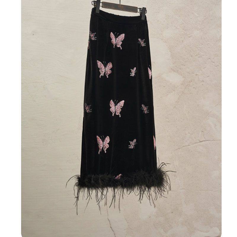 New Chinese Style Black and Pink Butterfly Heavy-Duty Fur Vest 2025 New Early Autumn Classy Chinese Style Women's Suit