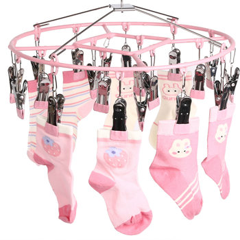 20-Clip Sock Drying Rack Stainless Steel Clothes Rack for Balcony Home Use with Multiple Clips for Drying Underwear and Storage