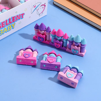 Cross-Border Cartoon Castle Shape Princess Dream Three-Dimensional Eraser Children's Student Gift Stationery Batch Eraser Manufacturer