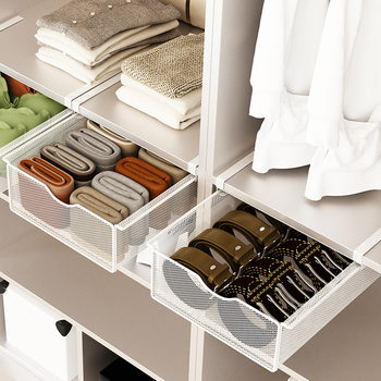 Wardrobe Drawer Type Storage Rack Pull-out Partition Layering Artifact Clothes Storage Underwear Socks Lower Hanging Basket Hanging