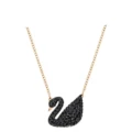 Rose gold black swan necklace
