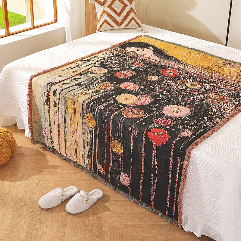 Classical Wreath Blanket Thickened Encryption Surrounding Tapestry Designer's Internet Celebrity Sofa Blanket Texted Cloth Hanging Cloth Cover Blanket